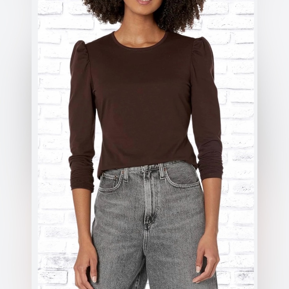 Rebecca Taylor Ruched Puffed-Sleeve Long Sleeve Top